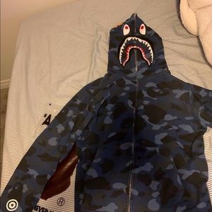 Authentic blue cameo bape pullover hoodie